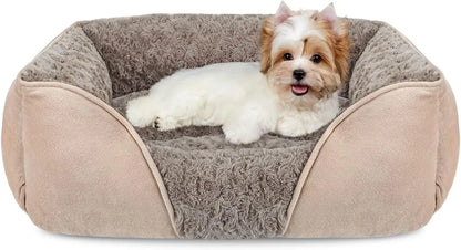 Washable Orthopedic Dog Bed – Soft Calming Pet Sofa for Small to Large Dogs Beige S(20"X 19"X 6")
