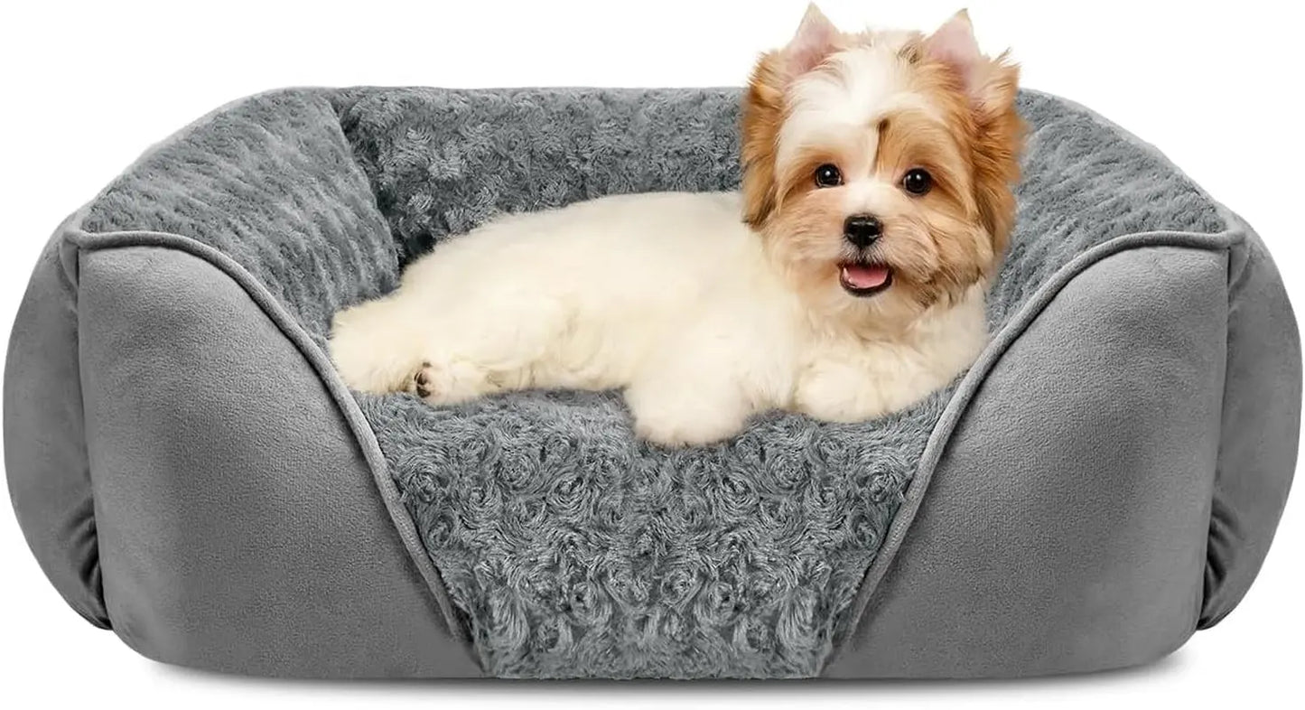Washable Orthopedic Dog Bed – Soft Calming Pet Sofa for Small to Large Dogs Light Grey S(20"X 19"X 6")