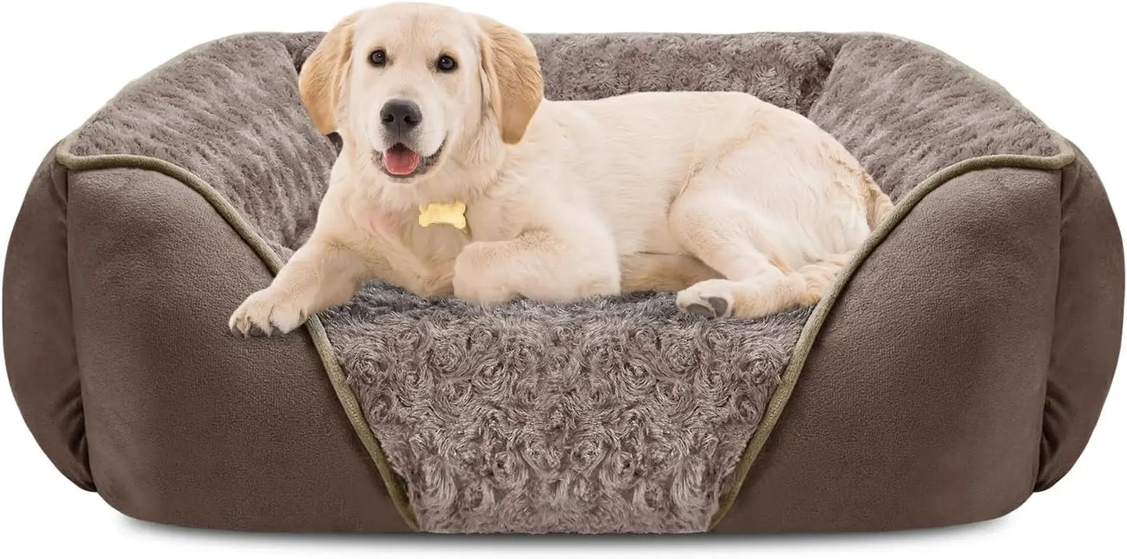 Washable Orthopedic Dog Bed – Soft Calming Pet Sofa for Small to Large Dogs Dark Brown L(30"X 24"X 9")