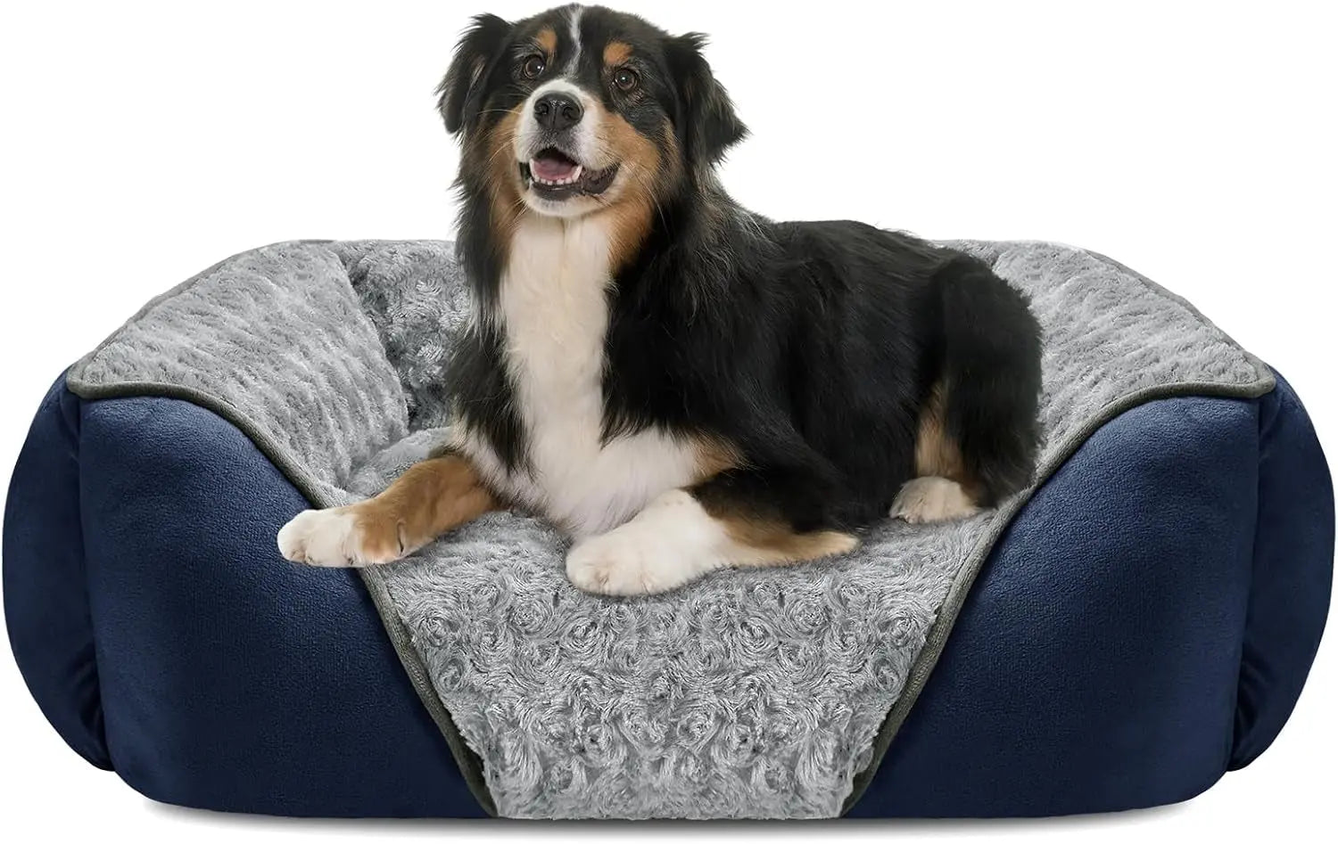Washable Orthopedic Dog Bed – Soft Calming Pet Sofa for Small to Large Dogs Navy Xl(35"X 25"X 9")
