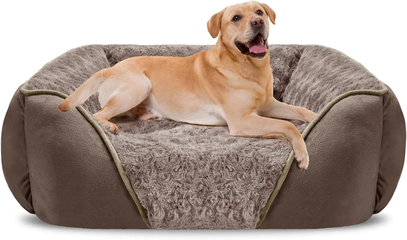 Washable Orthopedic Dog Bed – Soft Calming Pet Sofa for Small to Large Dogs Dark Brown Xxl(42"X 30"X 10")
