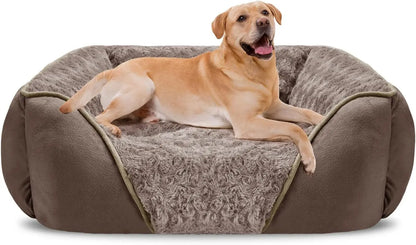 Washable Orthopedic Dog Bed – Soft Calming Pet Sofa for Small to Large Dogs Dark Brown Xxl(42"X 30"X 10")