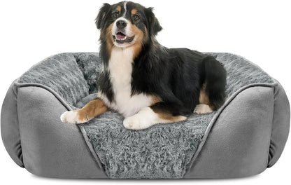 Washable Orthopedic Dog Bed – Soft Calming Pet Sofa for Small to Large Dogs Light Grey Xl(35"X 25"X 9")