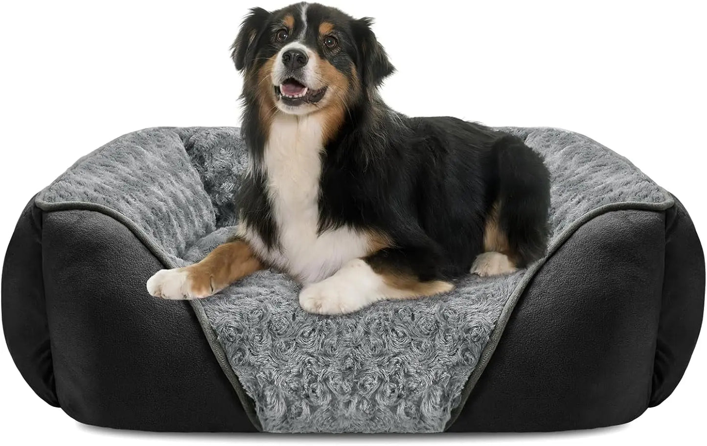 Washable Orthopedic Dog Bed – Soft Calming Pet Sofa for Small to Large Dogs Black Xl(35"X 25"X 9")