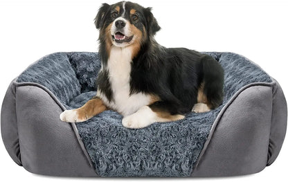 Washable Orthopedic Dog Bed – Soft Calming Pet Sofa for Small to Large Dogs Grey Xl(35"X 25"X 9")