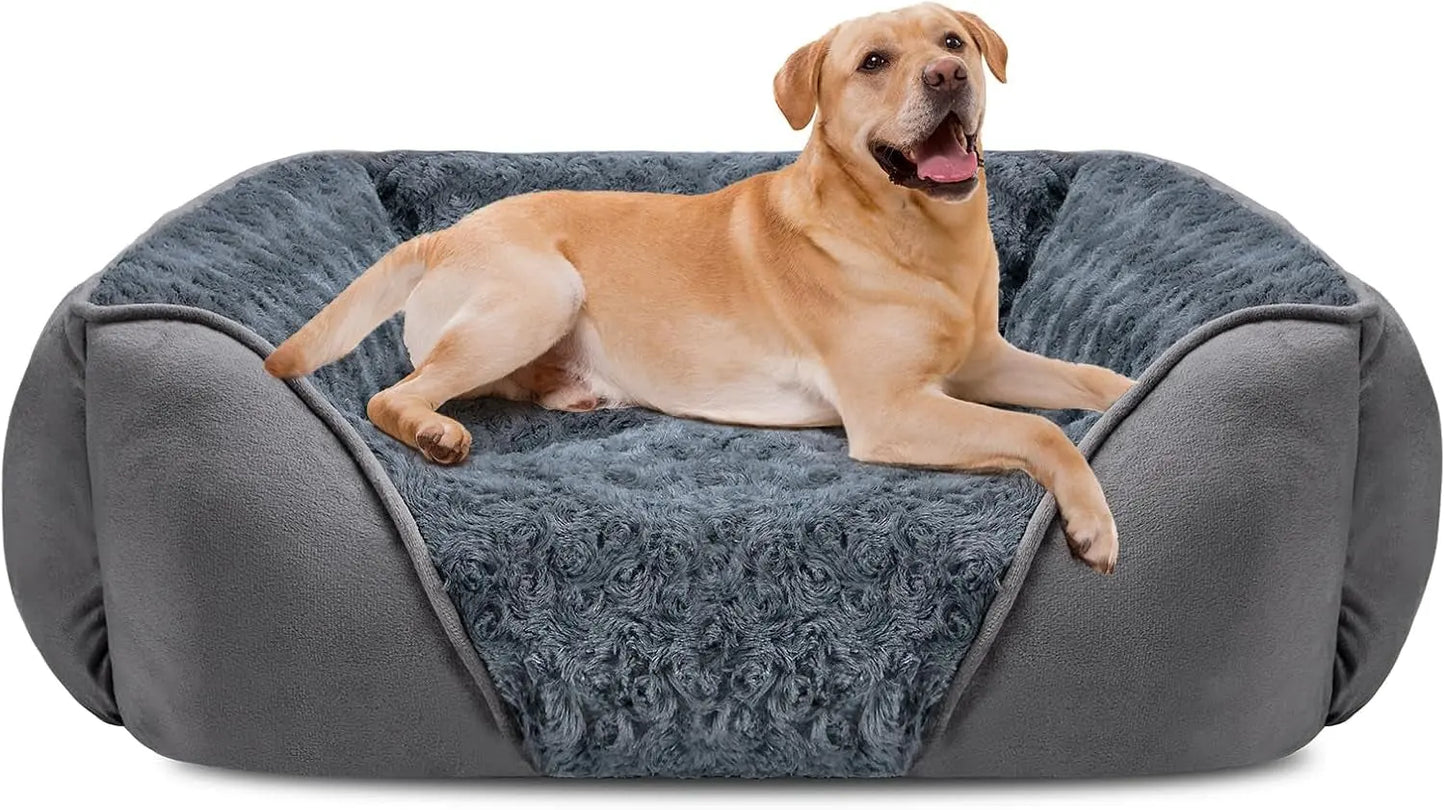 Washable Orthopedic Dog Bed – Soft Calming Pet Sofa for Small to Large Dogs Grey Xxl(42"X 30"X 10")