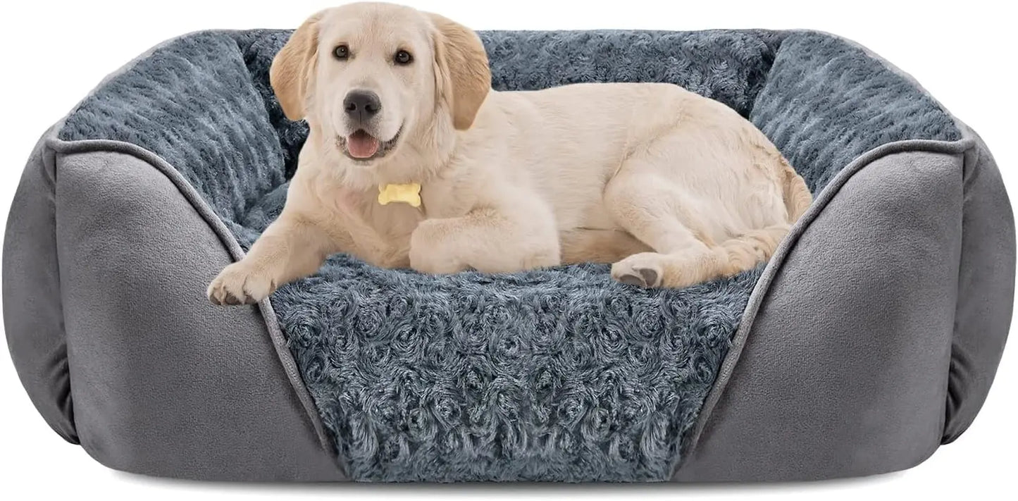 Washable Orthopedic Dog Bed – Soft Calming Pet Sofa for Small to Large Dogs Grey L(30"X 24"X 9")