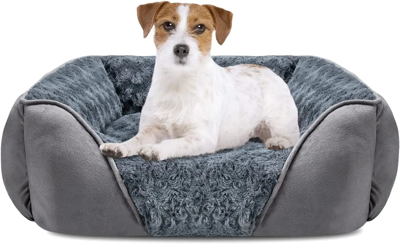Washable Orthopedic Dog Bed – Soft Calming Pet Sofa for Small to Large Dogs Grey M(25"X 21"X 8")