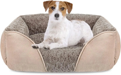 Washable Orthopedic Dog Bed – Soft Calming Pet Sofa for Small to Large Dogs Beige M(25"X 21"X 8")