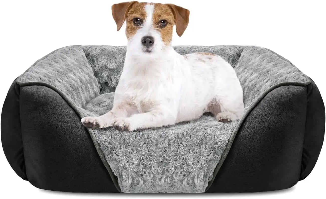 Washable Orthopedic Dog Bed – Soft Calming Pet Sofa for Small to Large Dogs Black M(25"X 21"X 8")