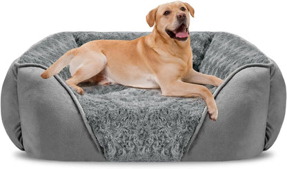 Washable Orthopedic Dog Bed – Soft Calming Pet Sofa for Small to Large Dogs Light Grey Xxl(42"X 30"X 10")