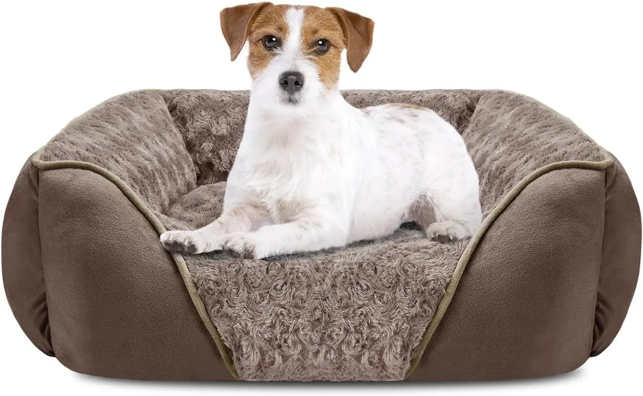 Washable Orthopedic Dog Bed – Soft Calming Pet Sofa for Small to Large Dogs Dark Brown M(25"X 21"X 8")