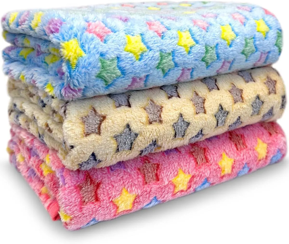 Washable Pet Blankets 3-Pack, Soft Fleece Crate & Bed Covers 41” x 31”