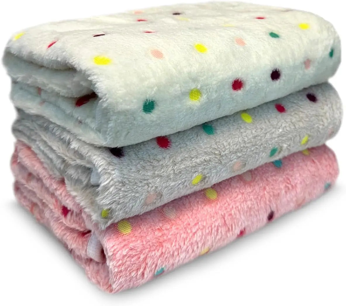 Washable Pet Blankets 3-Pack, Soft Fleece Crate & Bed Covers 41” x 31”