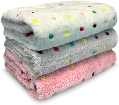 Washable Pet Blankets 3-Pack, Soft Fleece Crate & Bed Covers 41” x 31”