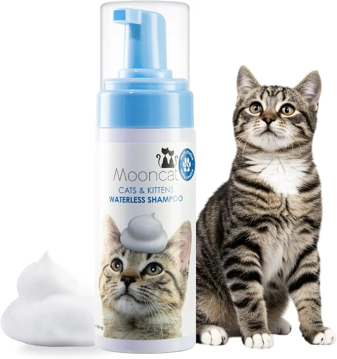 Waterless Cat Shampoo Foam & Brush Kit No Rinse Hypoallergenic 5oz Short Hair