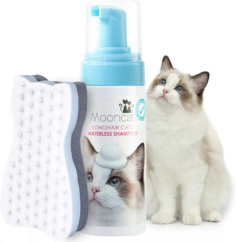 Waterless Cat Shampoo Foam & Brush Kit No Rinse Hypoallergenic 5oz Long Hair Brush