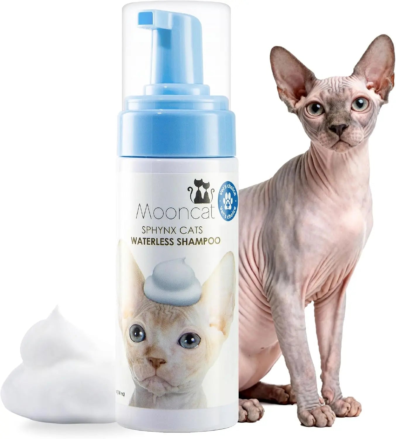 Waterless Cat Shampoo Foam & Brush Kit No Rinse Hypoallergenic 5oz Sphnyx