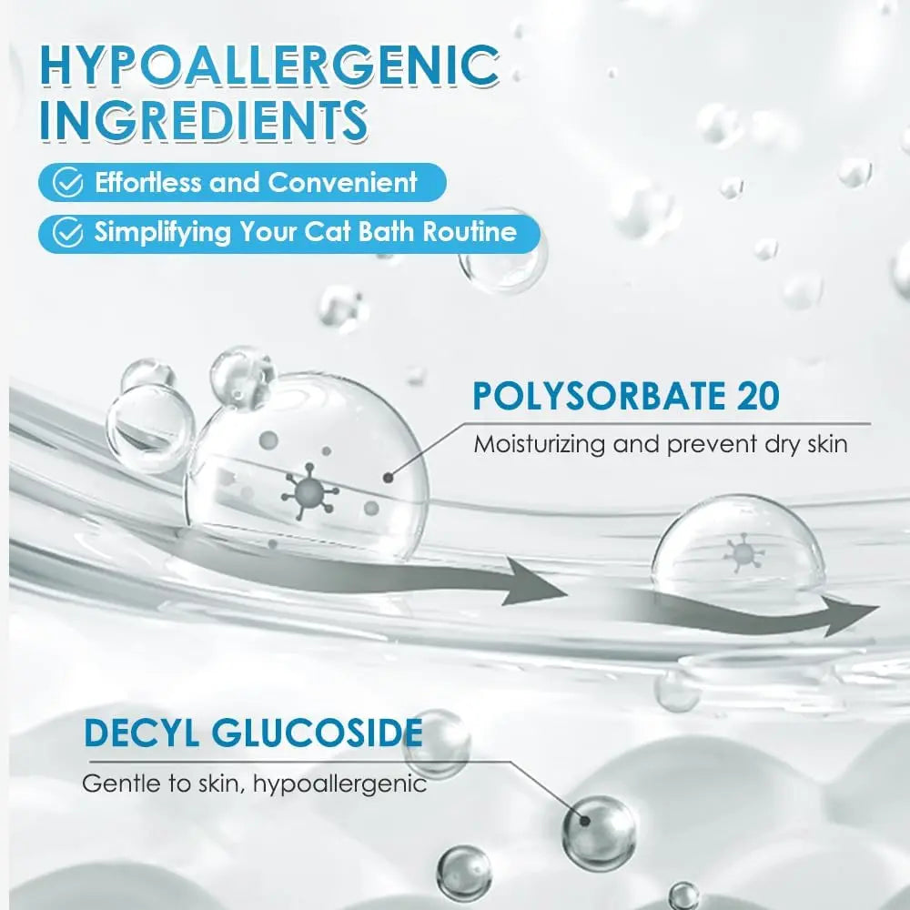 Waterless Cat Shampoo Foam & Brush Kit No Rinse Hypoallergenic 5oz