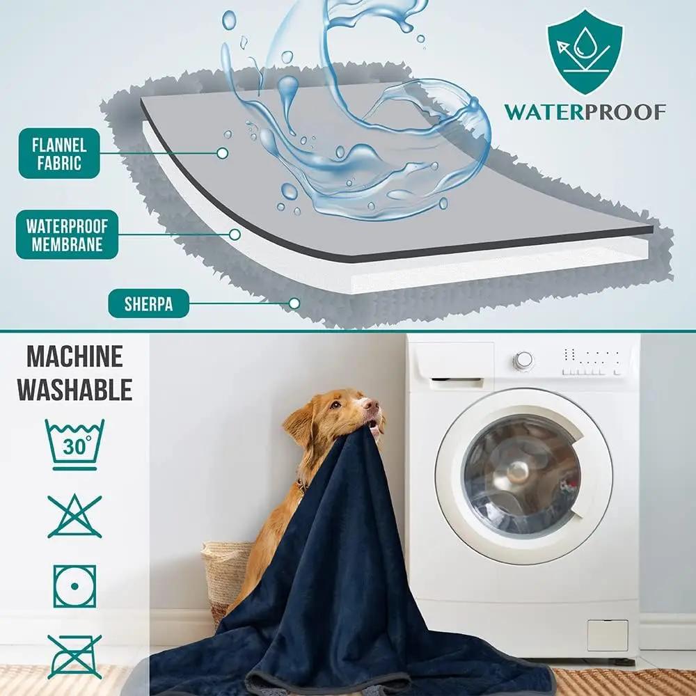 Waterproof Dog Blanket – Reversible Fleece, Washable Couch Protector in Colors