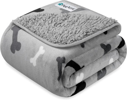 Waterproof Dog Blanket – Reversible Fleece, Washable Couch Protector in Colors Bone Gray