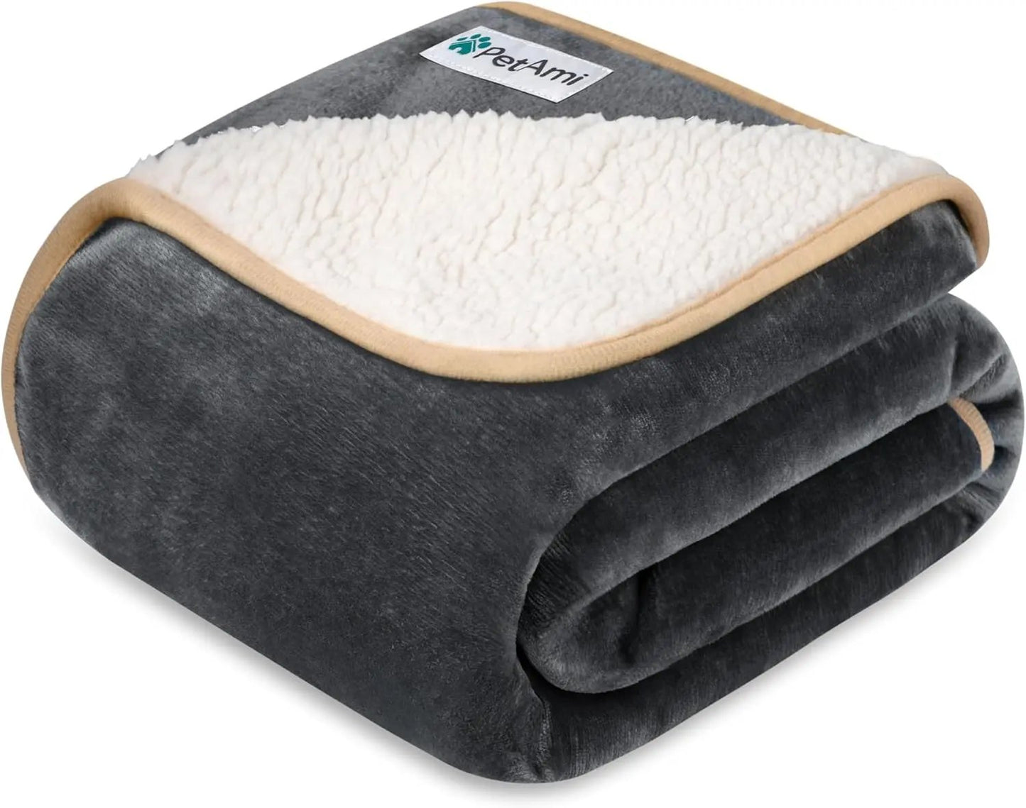 Waterproof Dog Blanket – Reversible Fleece, Washable Couch Protector in Colors Gray Beige