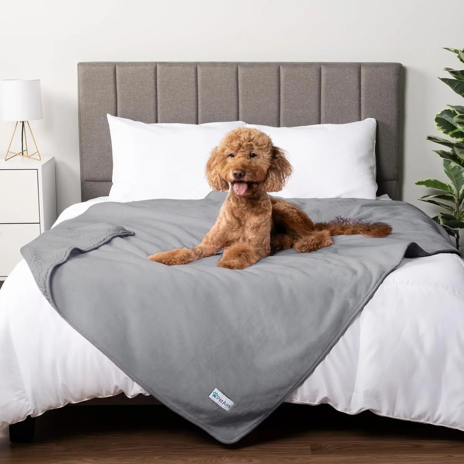 Waterproof Dog Blanket – Reversible Fleece, Washable Couch Protector in Colors Light Gray Queen (90X90)