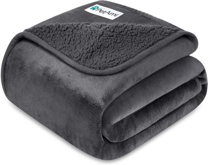 Waterproof Dog Blanket – Reversible Fleece, Washable Couch Protector Gray