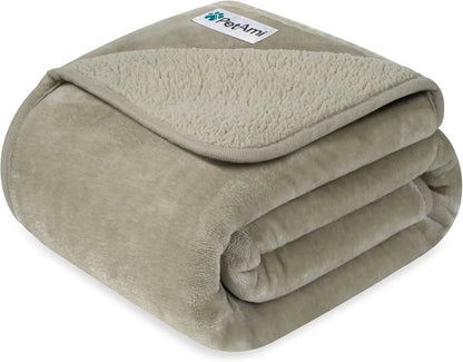 Waterproof Dog Blanket – Reversible Fleece, Washable Couch Protector Taupe