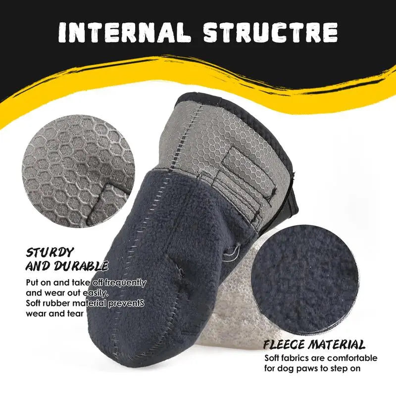 Waterproof Dog Boots (Set of 4) – Anti-Slip, Adjustable, Plush-Lined Shoes for Dogs, Winter & Outdoor Use