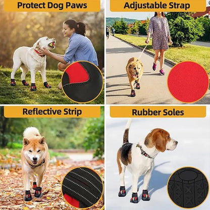 Waterproof Dog Boots (Set of 4) – Anti-Slip, Adjustable, Plush-Lined Shoes for Dogs, Winter & Outdoor Use