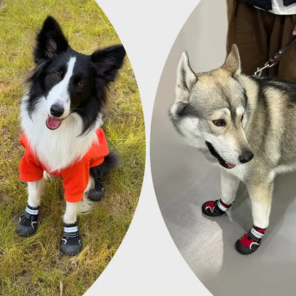 Waterproof Dog Boots (Set of 4) – Anti-Slip, Adjustable, Plush-Lined Shoes for Dogs, Winter & Outdoor Use