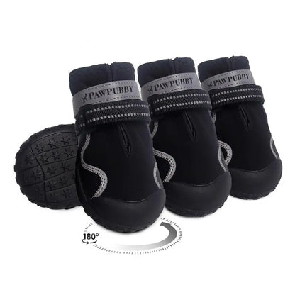 Waterproof Dog Boots (Set of 4) – Anti-Slip, Adjustable, Plush-Lined Shoes for Dogs, Winter & Outdoor Use