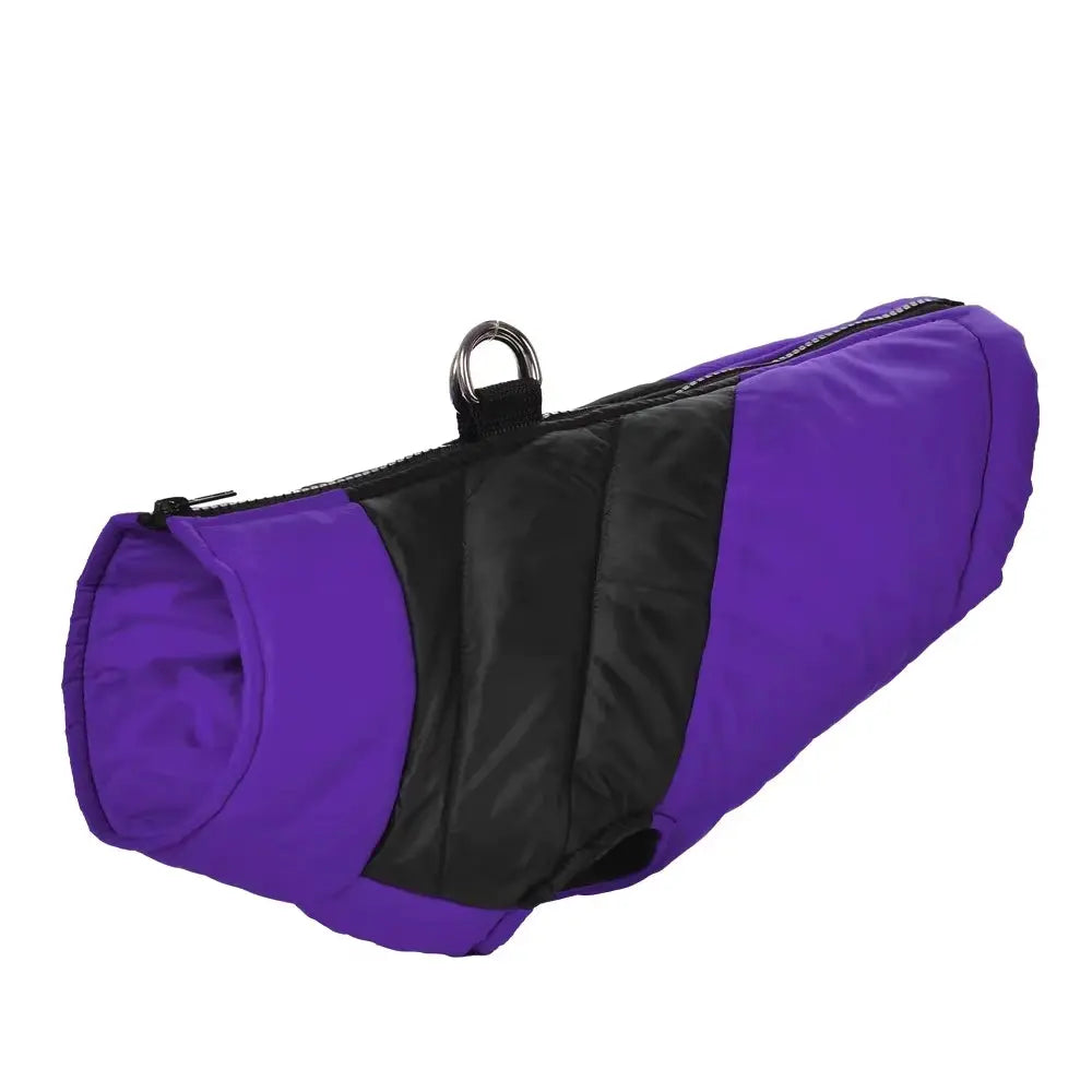 Waterproof Dog Coat – Fleece Winter Jacket with D-Ring for Small & Medium Dogs Purple