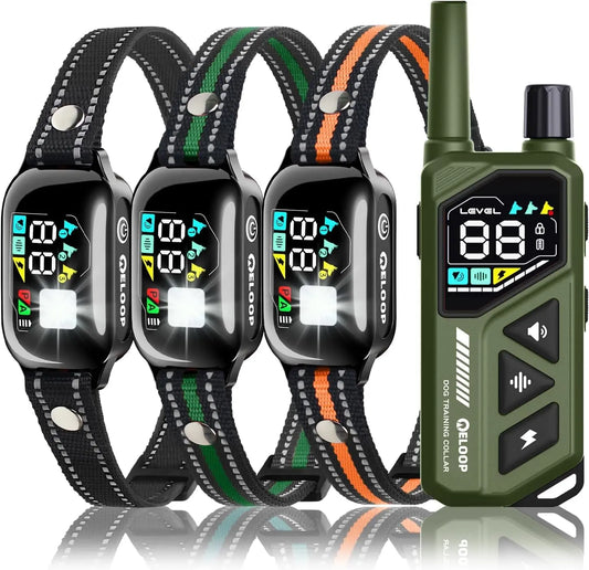 Waterproof Dog Shock Collar for up to 3 Dogs 3300FT AI Bark IPX7 Rechargeable For 3 Dogs(Green)