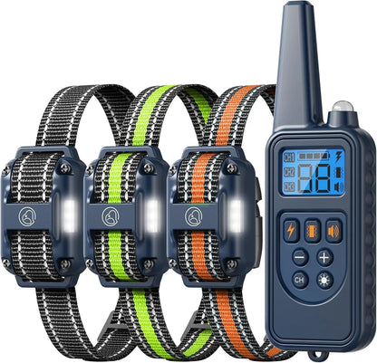 Waterproof Dog Training Collars for up to 3 Dogs 2600FT Remote IPX7 Rechargeable