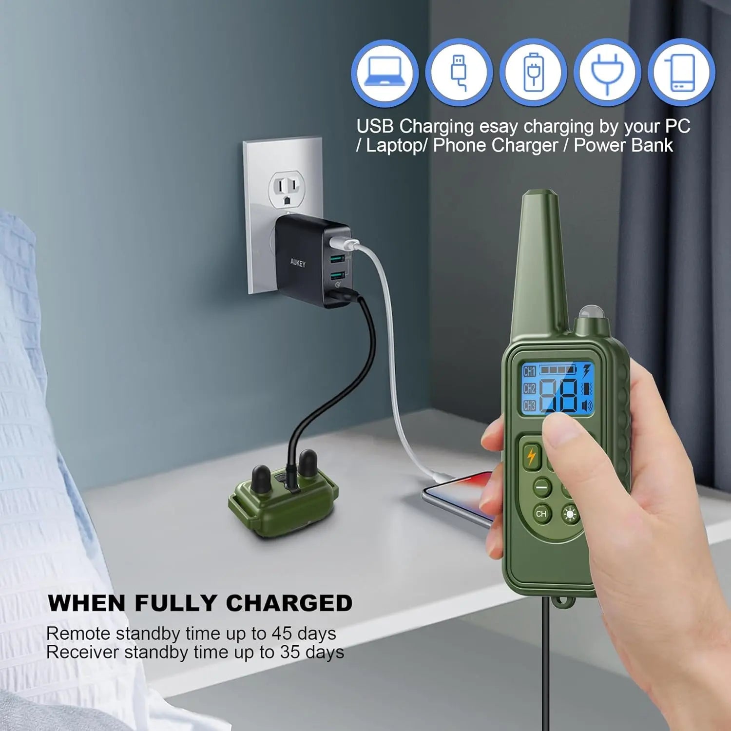 Waterproof Dog Training Collars for up to 3 Dogs 2600FT Remote IPX7 Rechargeable