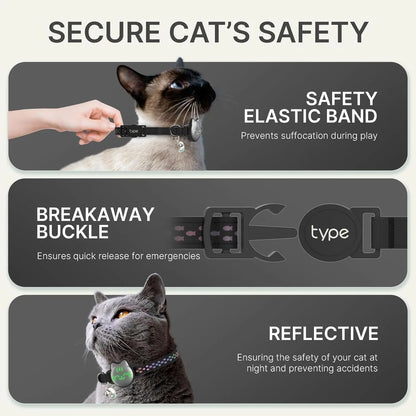 Waterproof Reflective AirTag Cat Collar, Breakaway Safety GPS Holder for Cats