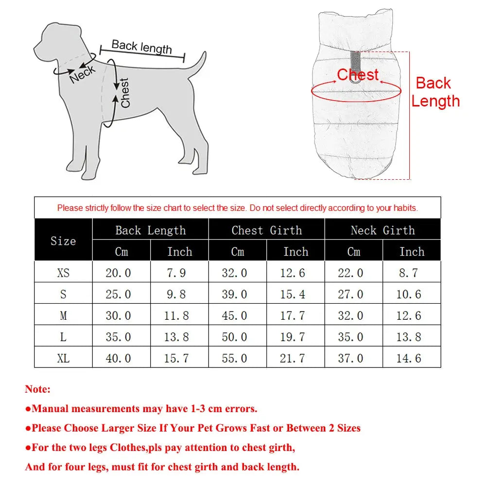 Waterproof Winter Dog Coat – Fleece Jacket Vest for Small Dogs & Cats XS–XL