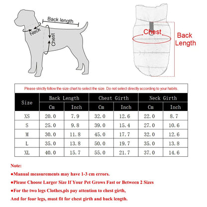 Waterproof Winter Dog Coat – Fleece Jacket Vest for Small Dogs & Cats XS–XL