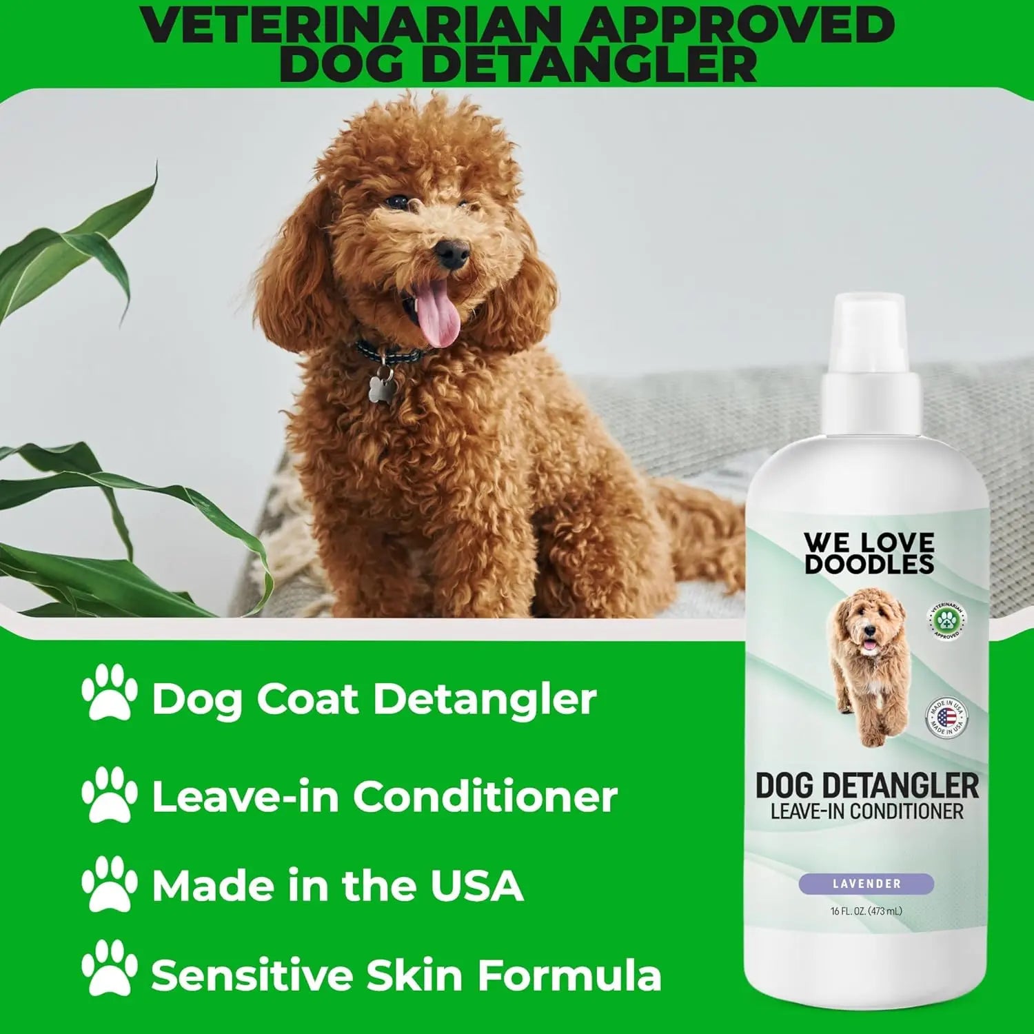 We Love Doodles Detangler Spray for Goldendoodles & Doodles USA