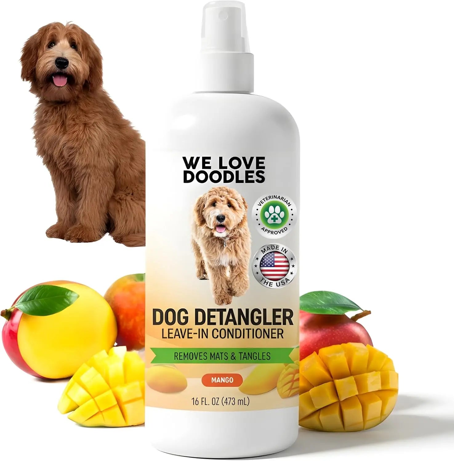 We Love Doodles Detangler Spray for Goldendoodles & Doodles USA Mango