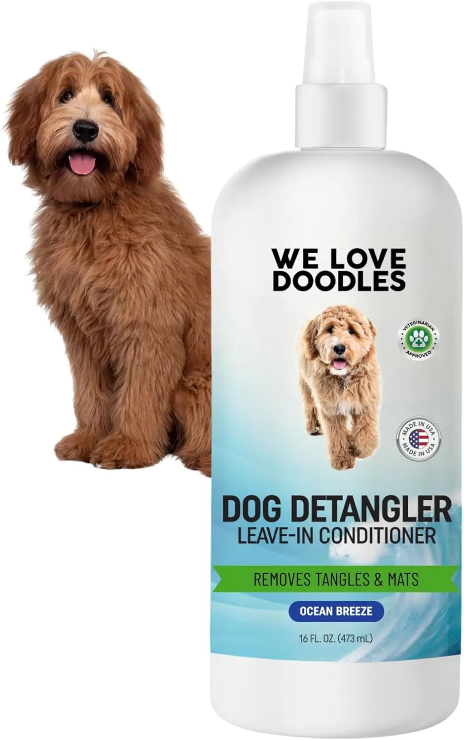 We Love Doodles Detangler Spray for Goldendoodles & Doodles USA Ocean Breeze