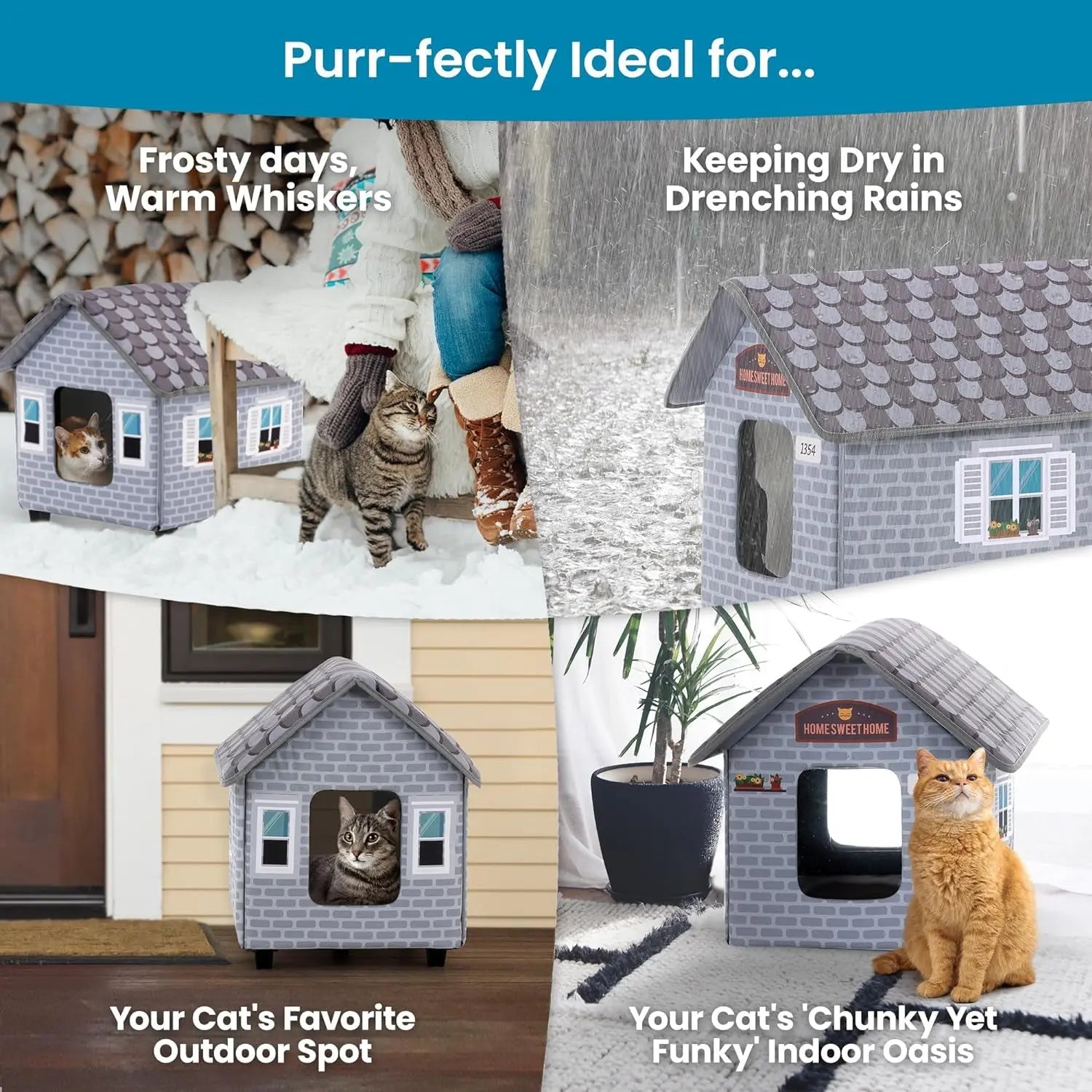 Weatherproof Heated Cat House - Outdoor Shelter for Winter & Cold Weather