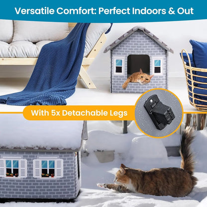 Weatherproof Heated Cat House - Outdoor Shelter for Winter & Cold Weather
