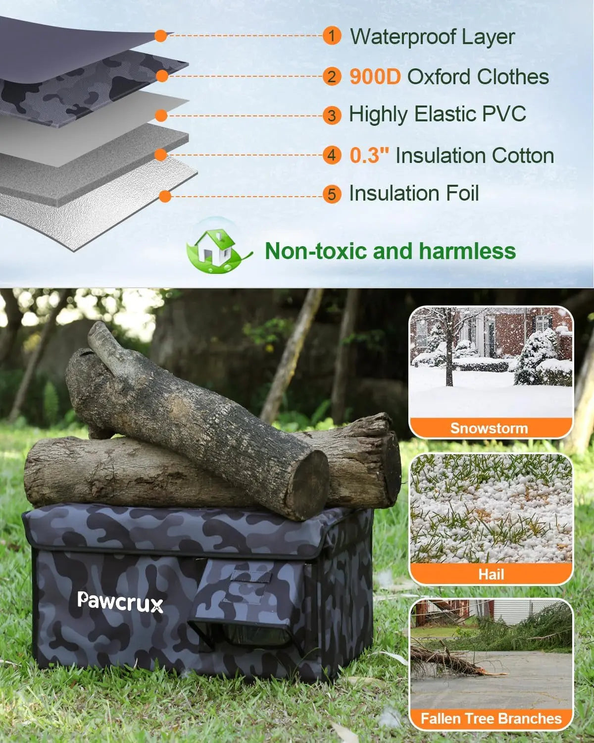 Weatherproof Heated Outdoor Cat House with Heating Pad & Escape Door