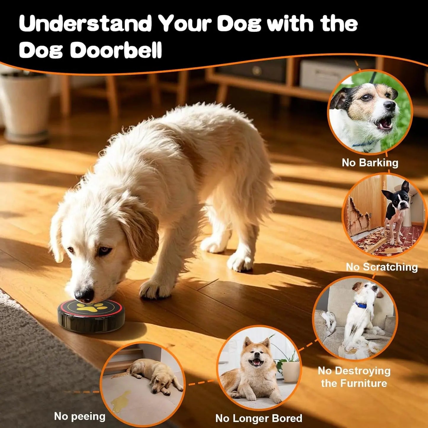 Weatherproof Smart Dog Door Bell – Touch Training Bell with 55 Tones