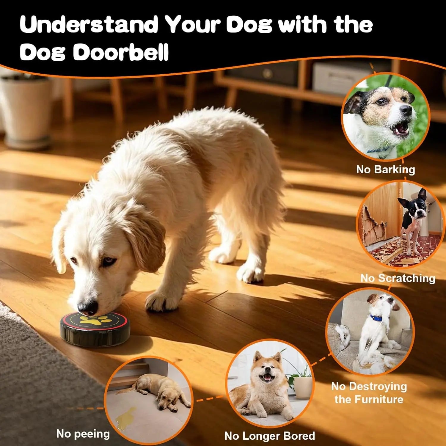 Weatherproof Smart Dog Door Bell – Touch Training Bell with 55 Tones