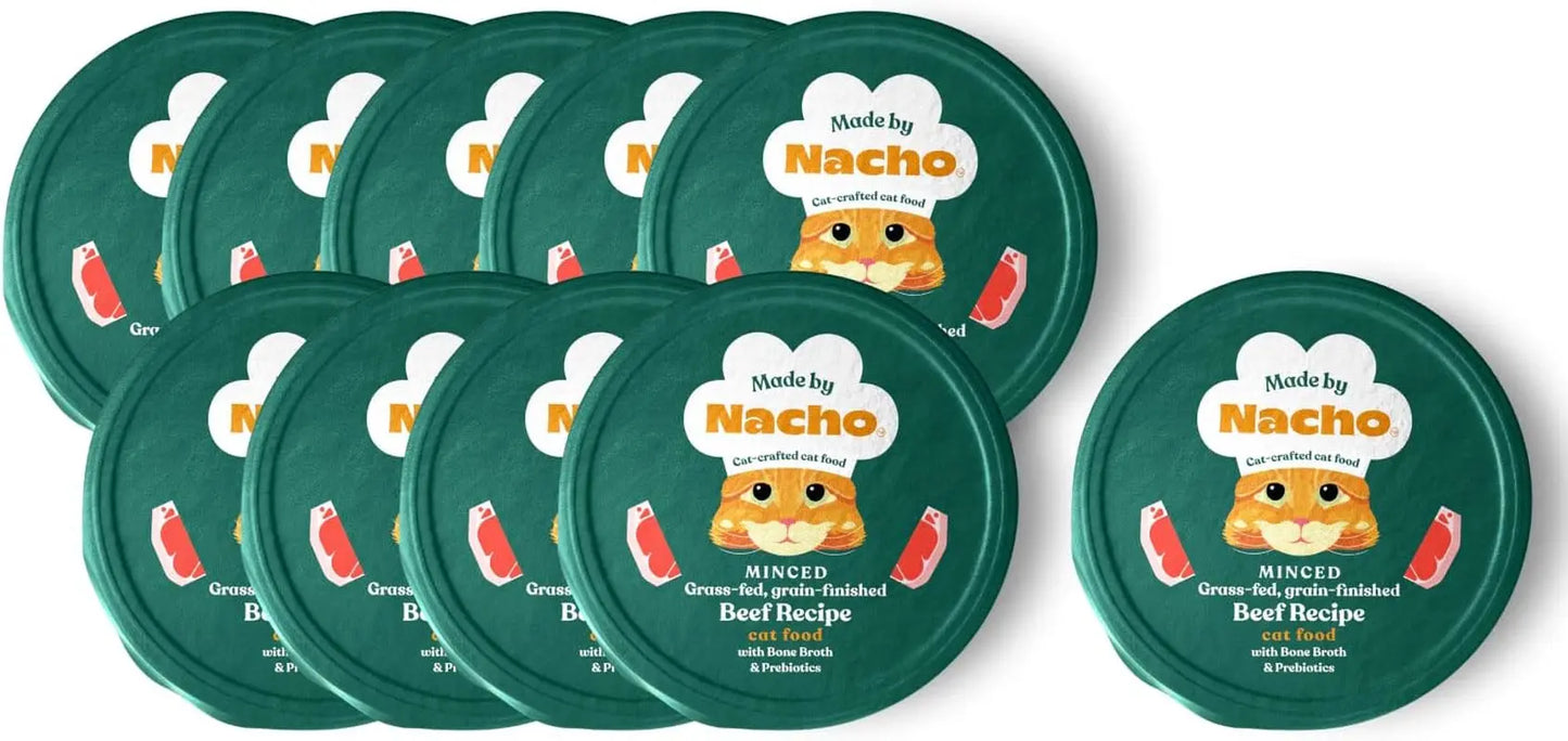 Wet Cat Food Beef Bone Broth High Protein Prebiotic Digestive Health 10Pk Beef