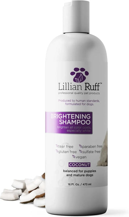 Whitening Dog Shampoo & Leave-In Conditioner Detangler Odor Control Set 16 Fl Oz
